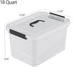 Quickquick 18 Quart Plastic Clear Latching Storage Bin with Handle, 4 Packs - Image 2