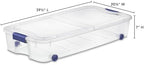 66 Qt Clear Storage Bins with Lids - 66 Quart Wheeled Latch Box, Underbed Storage Container, Durable Plastic Organizer for Bedroom, Closet, Garage,Blue - Image 2