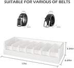 Belt Organizer for Drawer - Bamboo Belt Storage Organizer | Belt Rack for Closet Wall Mount Men Women Tie Sock Bra Scarf Ribbon(White, 2 * 7Grids) - Image 2