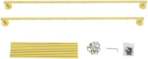 Wall Mounted Scarf Rack, 10 Tiers Metal Ribbon Display Rack, Silk Hijab Hanger Storage Organizer, Multifunctional Belts Towel Holder for Accessory Store, Bathroom, Gift Store, Flower Shop (Gold) - Image 6