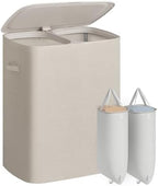SONGMICS Laundry Hamper with Lid, 160L Double Laundry Basket, Steel Frame by SONGMICS