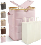 MIZATTO 2 Section Laundry Hamper with Lid, 140L Quilted Puffer Basket by MIZATTO