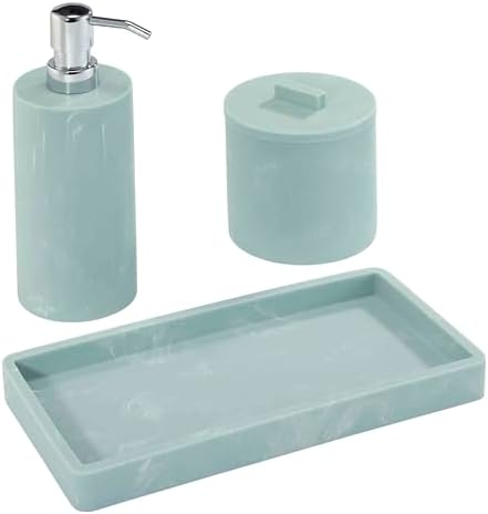 Nicole Miller - Bathroom Set, 3pc Countertop Accessories, Dorm Room Essentials (Kendall Collection, Oasis) by NicoleMiller