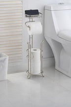 SunnyPoint Bathroom Heavyweight Toilet Tissue Paper Roll Storage Holder Stand with Reserve and Shelve, The Reserve Area Has Enough Space to Store Mega Rolls. (SN) - Image 2