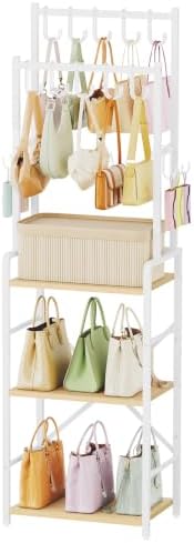 HOOBRO Tall Purse Organizer for Closet, 3-Tier Handbag Rack with 10 J-Hooks & 6 S-Hooks by HOOBRO