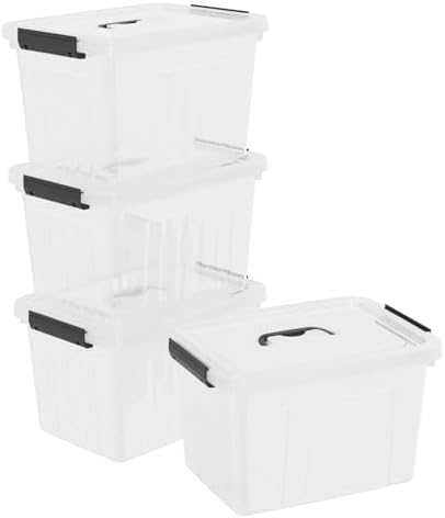 4-Pack Latching Box with Handle, 20L Clear Plastic Storage Bins - Image 7
