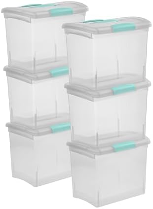 Sterilite Large Nesting ShowOffs™, Clear Bin w/Latch Lid & Handle, 6 Pack by Sterilite