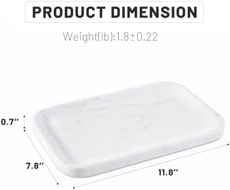 Statuario Marble Vanity Tray - Decorative Organizer for Bathroom Countertop, Dresser, Kitchen Sink - Image 5