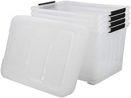 70 L Clear Plastic Large Storage Box with Wheels, Set of 4 - Image 7