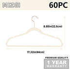 MIZGI Ivory Velvet Hangers 60 Pack Non Slip Heavy Duty Rose Gold Hooks - Image 6