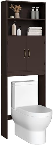 Yaheetech 77in Over the Toilet Storage Cabinet, Espresso Bathroom Organizer by Yaheetech