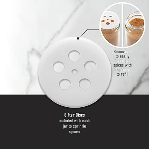 Kamenstein 16 Jar Warner Revolving Countertop Spice Rack Organizer with Lift & Pour Caps and Spices Included,FREE Spice Refills for 5 years,Stainless Steel & Bamboo with Black Caps,16-Jar (Pack of 2) - Image 6