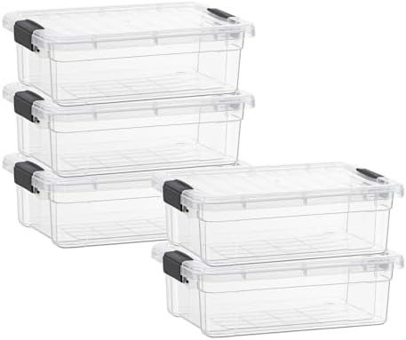 Superio 4.5 Quart Clear Plastic Storage Containers with Lids, Stackable Organizer Bins, BPA-Free Storage Boxes for Home, Office, Dorm & Classroom, 5 Pack by Superio