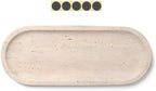Oval Travertine Stone Tray for Jewelry, Candles, Perfume, Decorative Marble Bathroom Tray for Countertop Organizer 9.8inch x 3.9inch x 0.7inch - Image 3