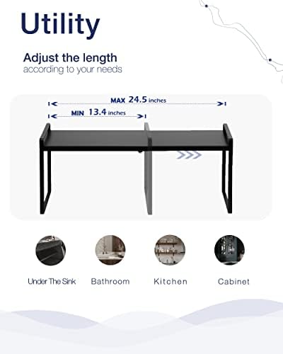 Nxconsu Expandable Shelf for Cabinets, Cabinet Shelf Riser, 8.6" Black - Image 5