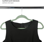 Simplify Slim Velvet Clothes Hangers | 50 Pack | Non-Slip | Shirts | Suit | Pants | Dresses | Garments | Closet Storage & Organization | Durable | Sage - Image 3
