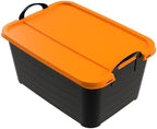 Life Story 6 Pack Stackable Storage Bin, 55 Qt Home Organizer, Black/Orange - Image 4
