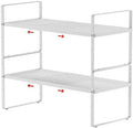 2Pcs Expandable Cabinet Shelf Organizers, 16.5"~27''L, White by jkxoo