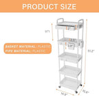 5 Tier Rolling Utility Cart with Drawer,REBECAT Utility Cart Made of Multifunctional Storage Organizer Tool for Kitchen,Bathroom,Living Room,Office(White) - Image 5