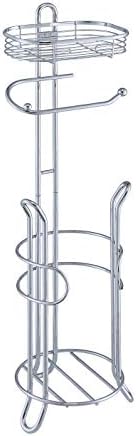 SunnyPoint Bathroom Heavyweight Toilet Tissue Paper Roll Storage Holder Stand with Reserve and Shelve, The Reserve Area Has Enough Space to Store Mega Rolls. (Chrome) - Image 6