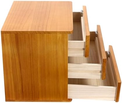 Lockable Desk Organizer Wooden Desktop Drawers Office Flat Files Storage Box Locking Countertop Storage Cabinet (Wood Yellow, 3-Tier) - Image 5