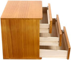 Lockable Desk Organizer Wooden Desktop Drawers Office Flat Files Storage Box Locking Countertop Storage Cabinet (Wood Yellow, 3-Tier) - Image 5