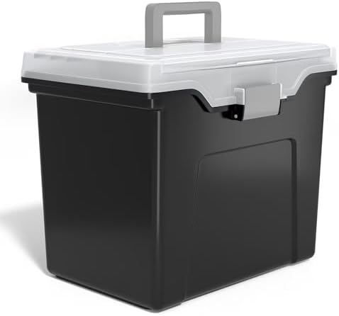 STAPLES File Box Portable Tote, Letter Size, Black, 2-Pack, Handle by Staples