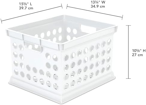 Sterilite Storage Crate Bin File Organizer for Home & Office,White, 12-Pack - Image 2