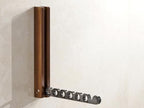 Natural Wood Folding Clothes Hanger Rack for Laundry Room, Wall Mounted Clothes Drying Rack, Laundry Drying Rack Foldable, Perfect for Small Spaces, Walnut Wood Black by Dancrul