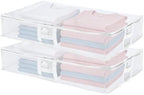 uxcell 2Pcs Under Bed Storage Bags, 27.6" L x 18.5" W x 5.6" H Foldable Fabric Zipper Container with Handles, Collapsible Clear Window Bags for Bedroom Dorm, Blanket Pillows Shoes, White by uxcell
