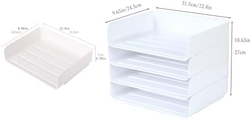 4 Tiers Stackable A4 Paper Trays, Office Desk File Holder, Tidy File Document Letter Book Paper Organizer (4 Tiers,White) - Image 7