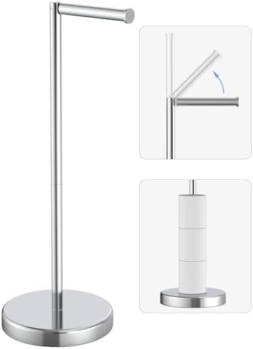 Chrome Toilet Paper Holder Stand Freestanding Tissue Roll Holder Bathroom by BathroomDecor