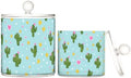 Blue Cactus Hearts Stars Qtip Holder Waterproof Dustproof Apothecary Jars with Lids For Bathroom Cotton Swabs Makeup Sponges Floss Picks Bath Salts 2 Pack by Tatenale
