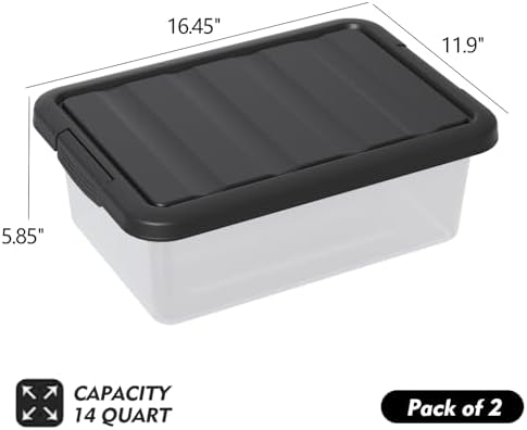 14-Qt Clear Latching Storage Boxes, 2-Pack Storage Bins - Image 2