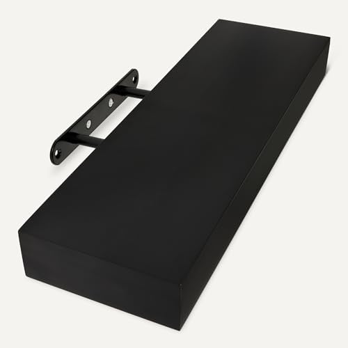 Amazon Basics Wood Floating Wall Shelves, 3-Pack, Black, 15.8" x 5" x 1.8" - Image 5