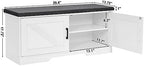 HOMSHO Farmhouse Shoe Storage Bench with 2 Barn Doors & Padded Seat Cushion - Image 3
