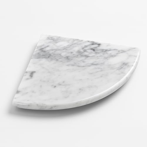9 Inch Italian White Carrara Marble Corner Shower Shelf Bathroom Caddy, Wall Mounted Shower Shelf, Classic Flatback Design (1) by ThresholdShop