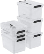 10 Liters Clear Boxes with Handles, Plastic Storage Tote Set of 6 - Image 2