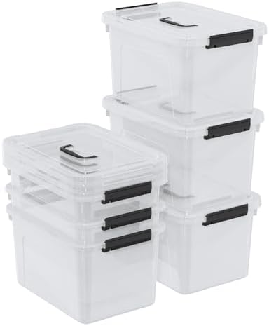 10 Liters Clear Boxes with Handles, Plastic Storage Tote Set of 6 - Image 2
