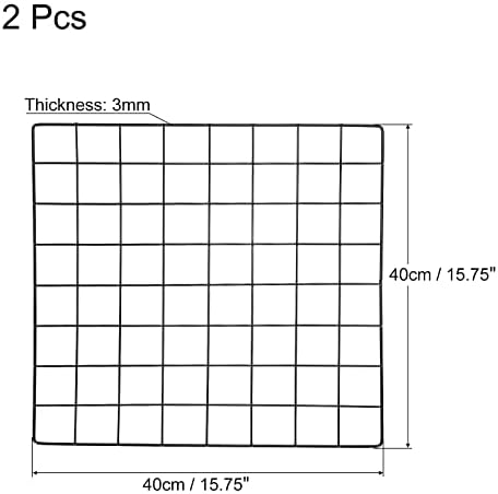 PATIKIL 16"x16" Wire Grid Panel, 2 Pack Wall Grid Decorative Panels Board Photo Pictures Display Decor Hanging Organizer for Home Office, Black - Image 2