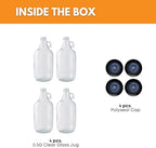 64oz Glass Jug 4-Pack with Polyseal Caps for Water, Juice and Storage - Image 2