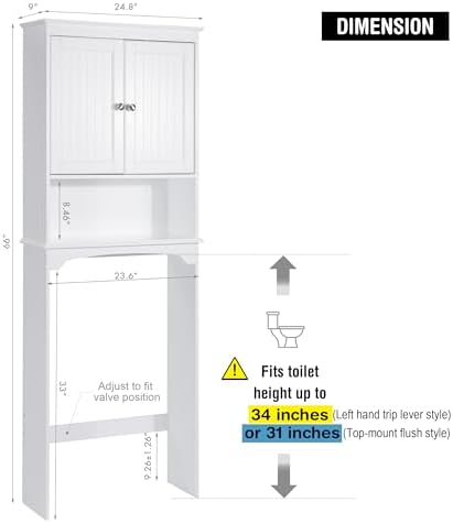 Spirich Over The Toilet Storage Cabinet with Doors, Bathroom Organizer - Image 2