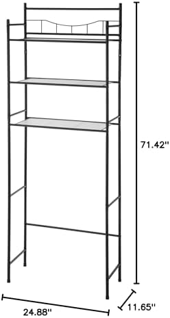3-Tier Over Toilet Storage Rack, Black Steel Bathroom Space Saver Shelving Unit, 22.83x9.65x59.75 Inch, 30 lb Capacity - Image 2
