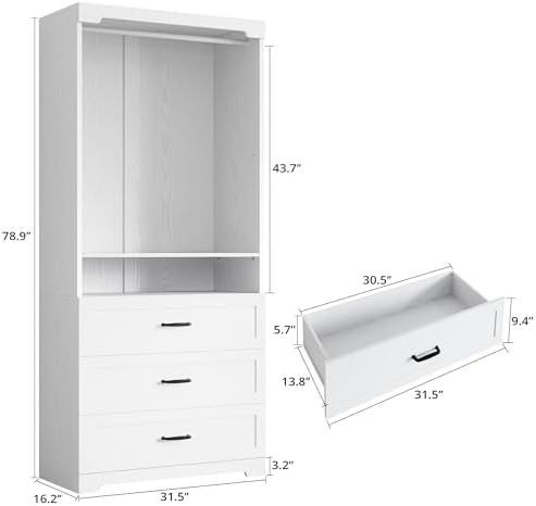 IRONCK Freestanding Closet System with Adjustable Shelves & 3 Drawers - Image 2