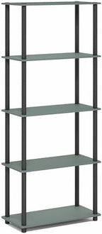 Furinno Turn-N-Tube Storage Shelves, 5-Tier Book Shelf, Corner Shelf, Toolless Open Shelves, for Organization and Storage, Living Room, Garage, Home Office, Sage Green - Image 6