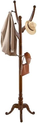 Wooden Coat Rack Freestanding, Solid Wood Coat Rack Stand with 13 Hooks, Mid-Century Modern Heavy Duty Coat Racks,Walnut Brown Standing Coat Jacket Hanger Clothes Tree Stand for Corner, Office by coatrackfreestanding