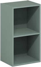 Furinno PASIR Book Shelf, 2-Tier Modern Bookshelf, Open Shelves Bookcase 9 x 12 x 21, Easy Assembly, for Living Room, Bedroom, Home Office, Sage Green - Image 5