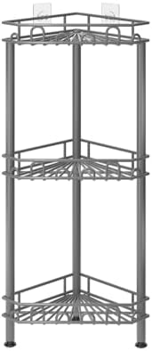 SWTYMIKI Standing Shower Caddy Corner - 3‑Tier Stainless Steel Shower Organizer Shelf with 12 Hooks and Adhesive Pads, Rustproof Corner Shelves Stand Rack for Bathroom Shower Room, Gray - Image 7