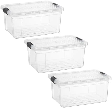 Superio 21 Quart Clear Plastic Storage Boxes with Lids, Stackable Organizer Containers, BPA-Free Storage Bins for Home, Office, School & Dorm, 3 Pack by Superio