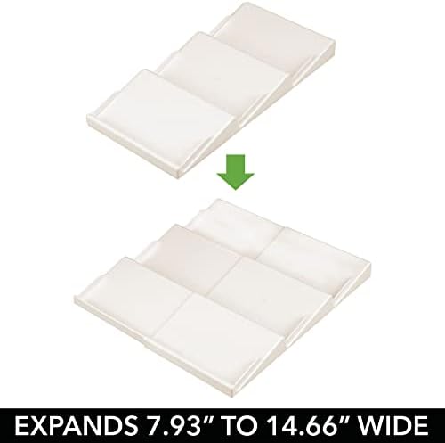 mDesign Expandable Plastic Deluxe Spice Rack, Drawer Organizer for Kitchen Cabinet Drawers, 3 Tier Slanted for Spice Jars, Food Seasoning Bottle Storage, Ligne Collection - Cream/Beige - Image 4